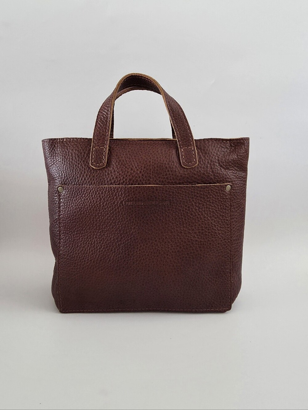 Portland Leather Mini Crossbody Zipper Tote Brown NWOT